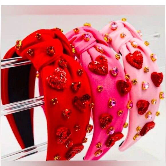 Beautiful Red Heart Embellished Headband *Only have one red* - Picture 1 of 5